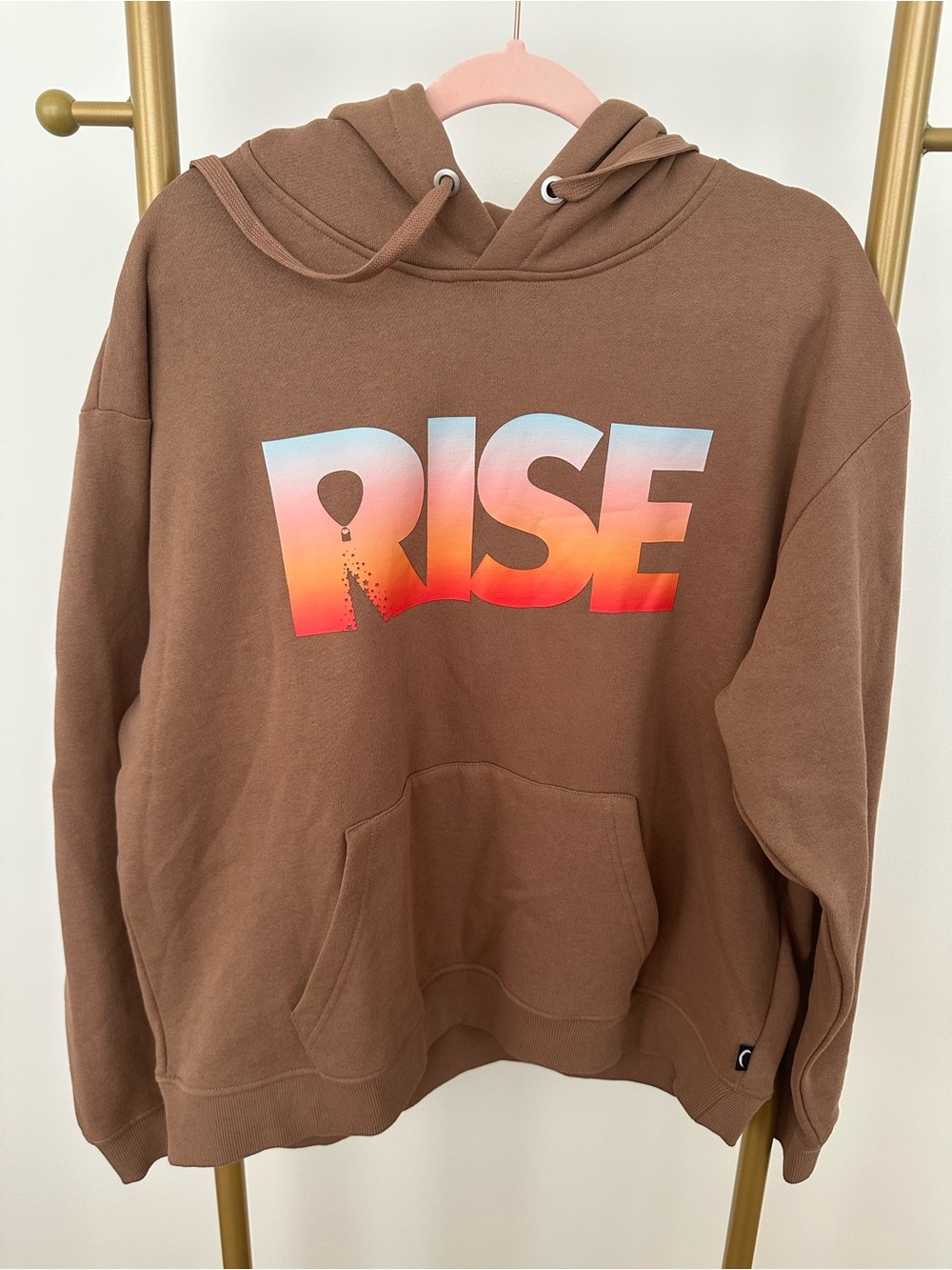 Zyia Rise Graphic Hoodie Sweatshirt - Brown